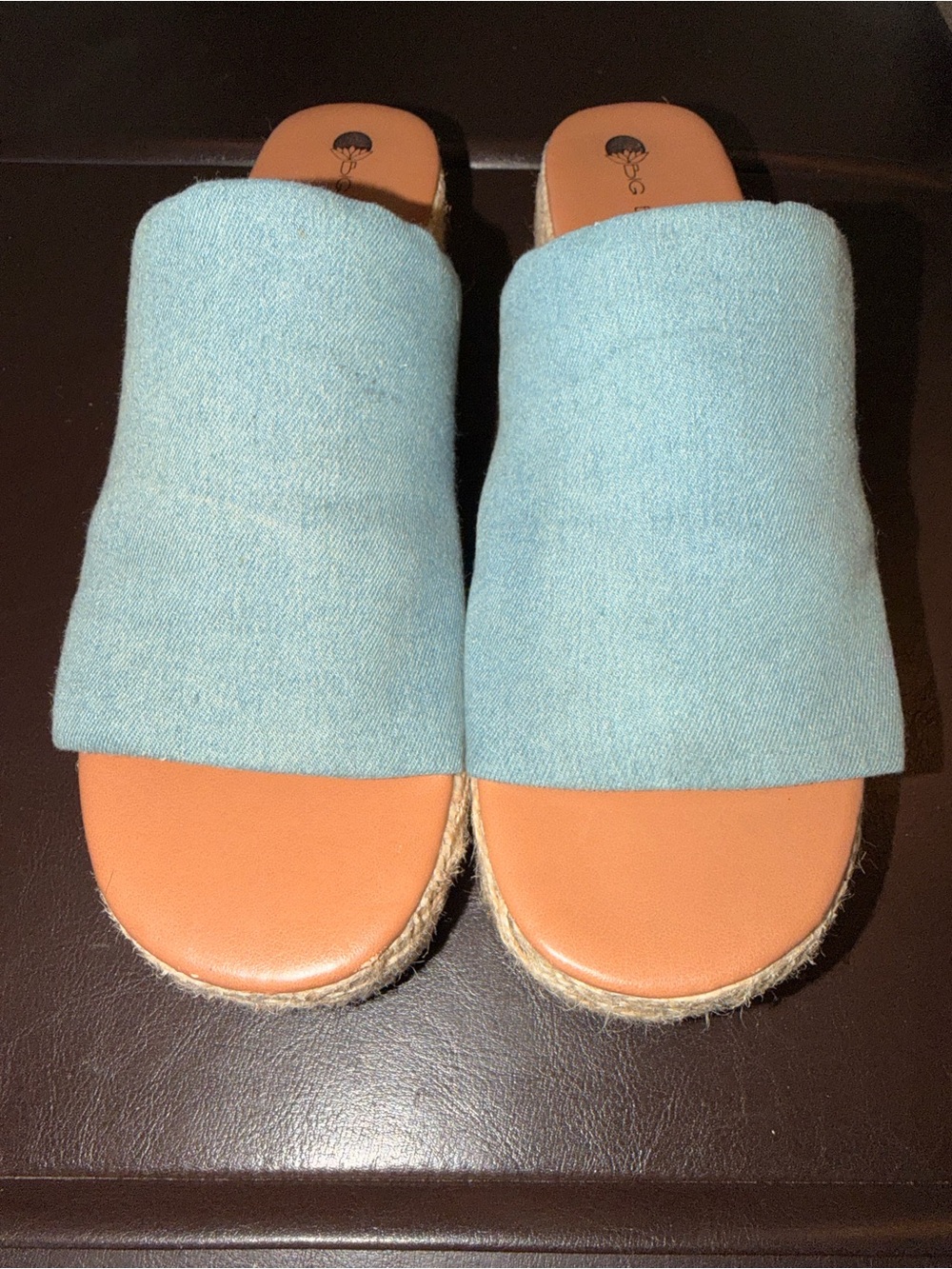 Big Buddha Denim Espadrille Wedge Slide Sandals Blue Size 10